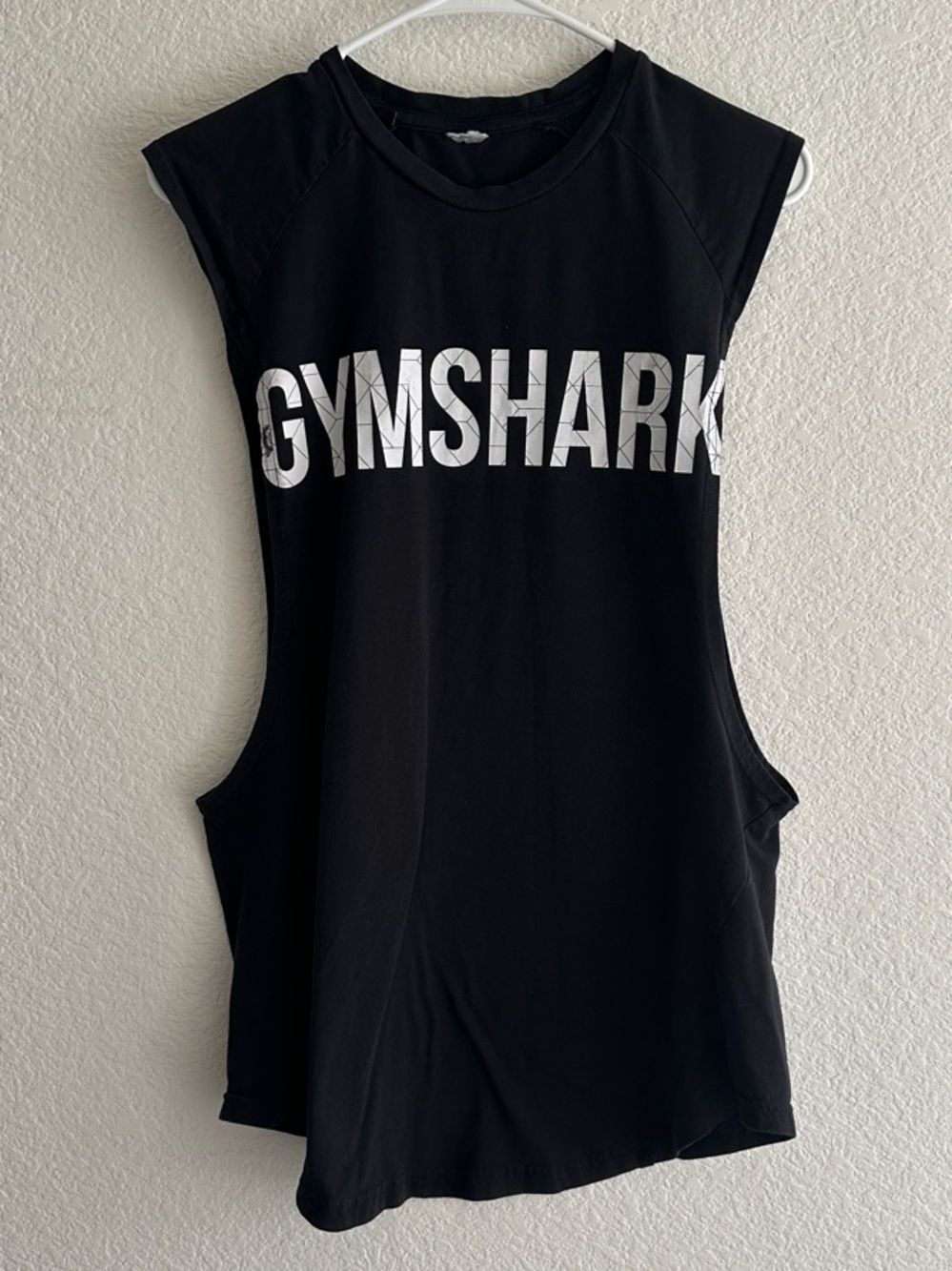Gymshark Men’s Black Muscle Tank Top with White Logo